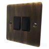 2 Gang 2 Way Light Switch : Black Trim